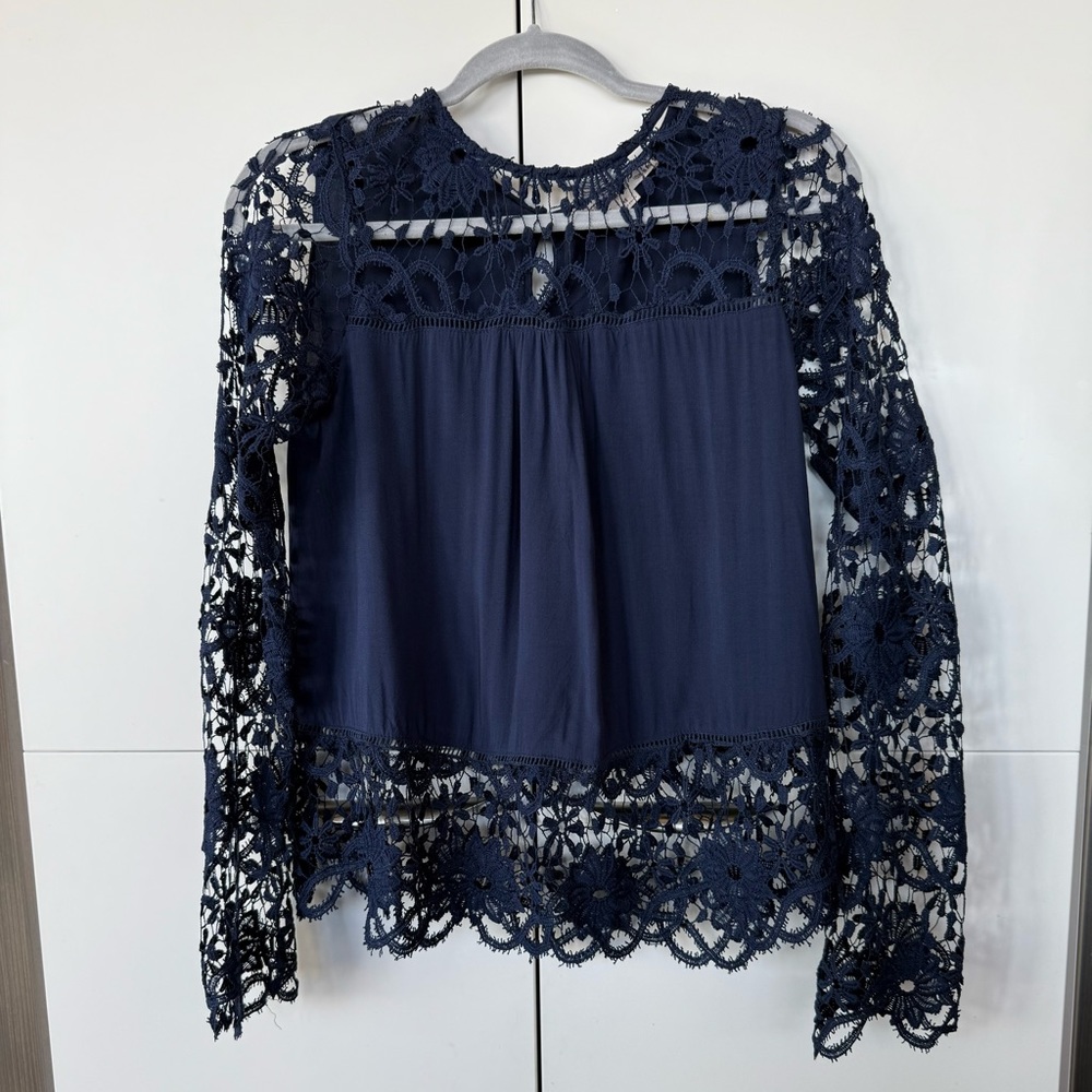 Navy Lace Blouse